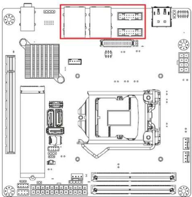 Advantech AIMB-277 - LAN1\_USB12 + LAN2\_USB34, USB56, USB78 - 1