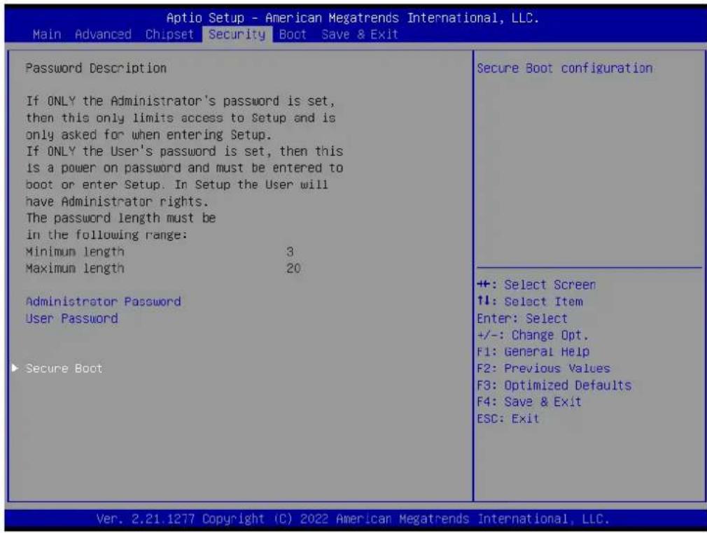 Advantech AIMB-229 - Security Settings - 1