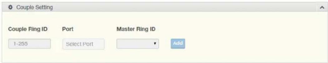 Couple Setting Couple Ring ID Port Master Ring ID 1-255 Select Port Add