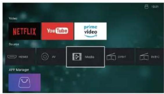 Video NETFLIX YouTube prime video Source HOMO AV Media DIVE DVD BVR-C APP Manager