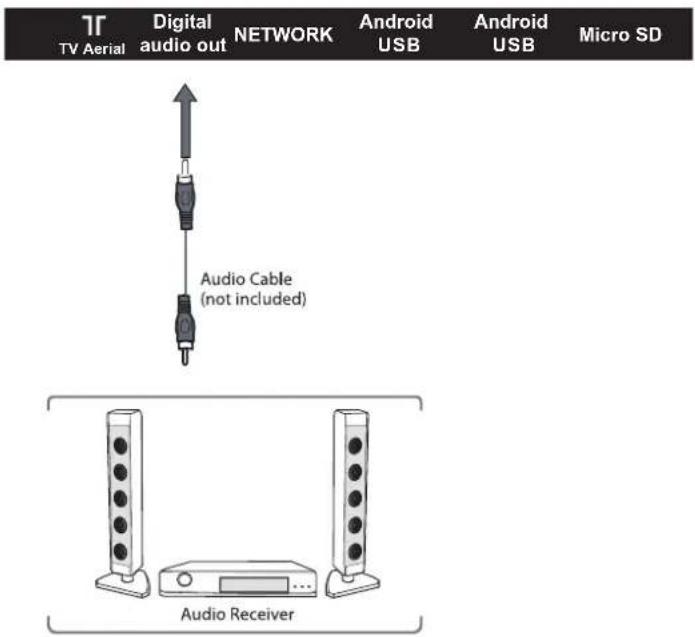 TV Aerial Digital audio out NETWORK Audio Cable (not included) Android USB Android USB Micro SD Audio Receiver