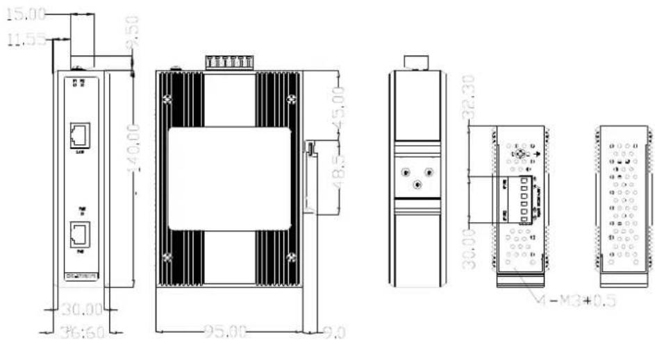 Advantech EKI-2701HPI-AE - Dimensions - 1