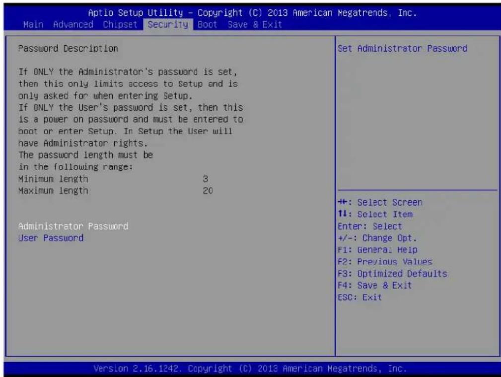 Advantech ARK-2230L-U0A2E - Security Setup - 1