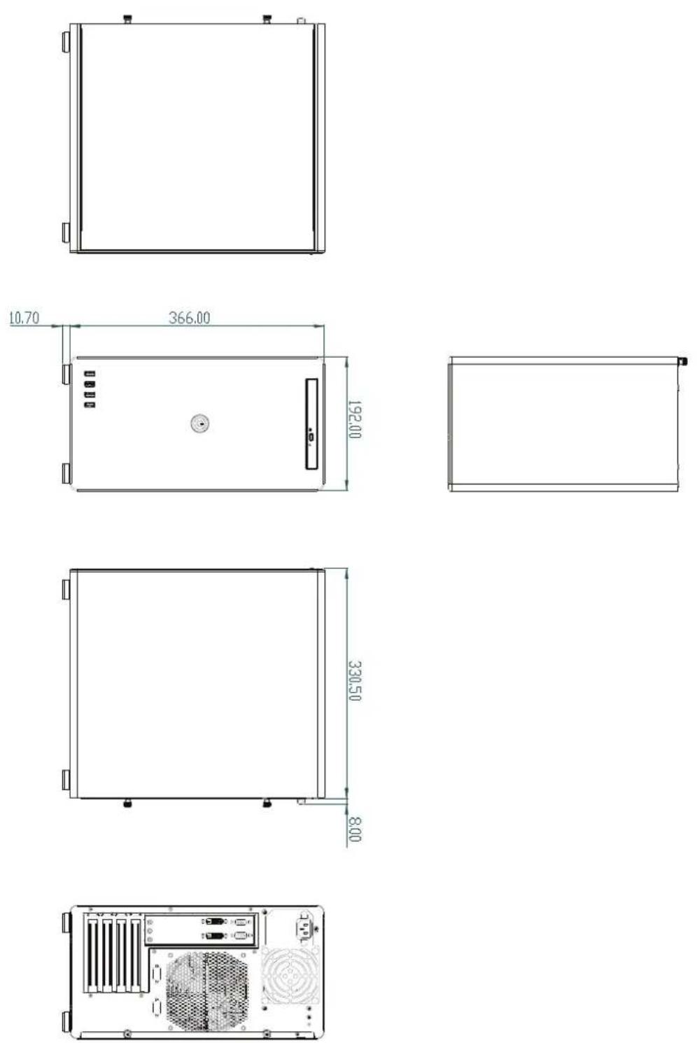 Advantech HPC-5000-30ZXE - Dimension Diagram/ 产品尺寸 / 產品尺寸 - 1