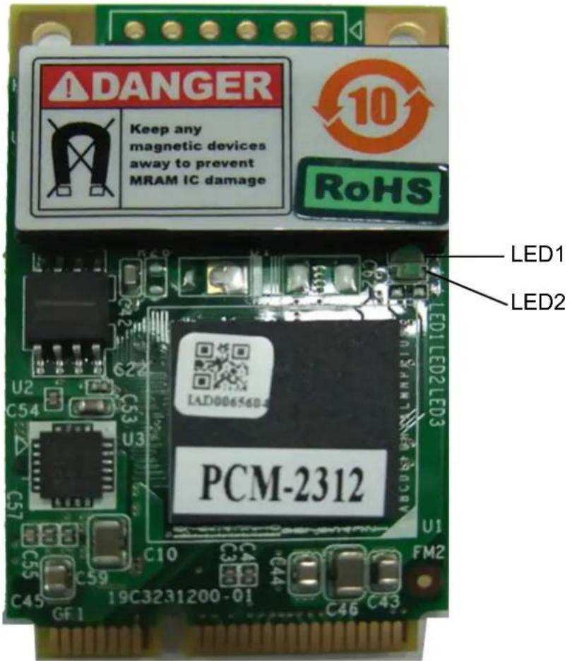 DANGER Keep any magnetic devices away to prevent MRAM IC damage 10 RoHS LED1 LED2 PCM-2312 U2 C54 C53 U3 C57 C55 C59 C10 C34 C44 C46 C43 19C3231200-01 CF1 ABCDC+GND LNR+RUS LED1 LED2 LED3 FM2