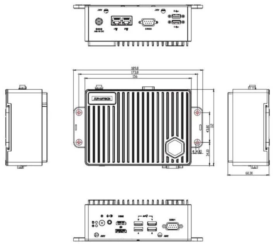 Advantech EI-52-S2A1 - System Dimensions - 1