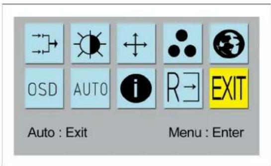 OSD AUTO i R→EXIT Auto : Exit Menu : Enter