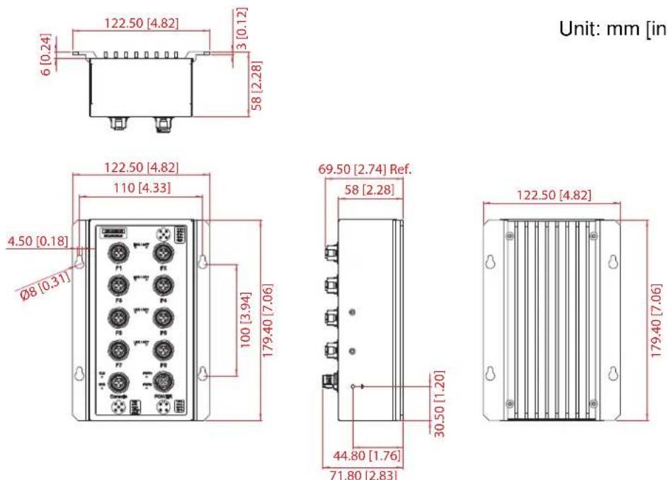 Advantech EKI-9508G-H-AE - Dimensions - 2