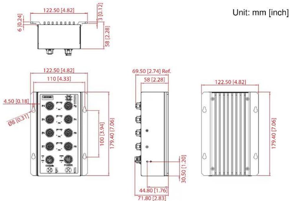 Advantech EKI-9508G-H-AE - Dimensions - 3