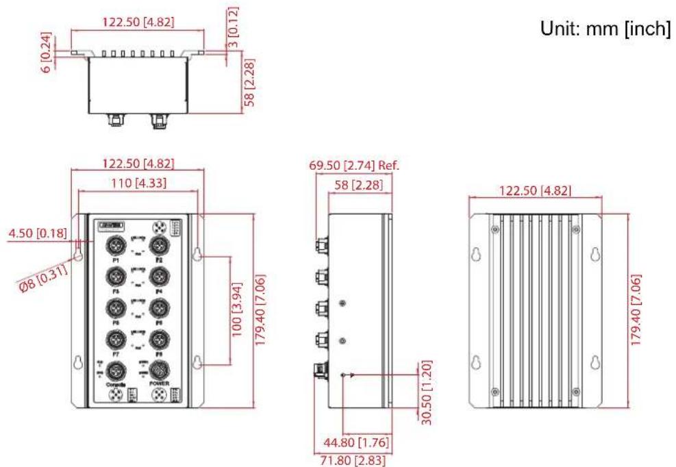 Advantech EKI-9508E-L-AE - Dimensions - 3