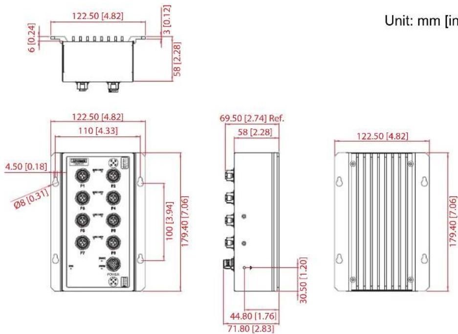 Advantech EKI-9508E-L-AE - Dimensions - 1