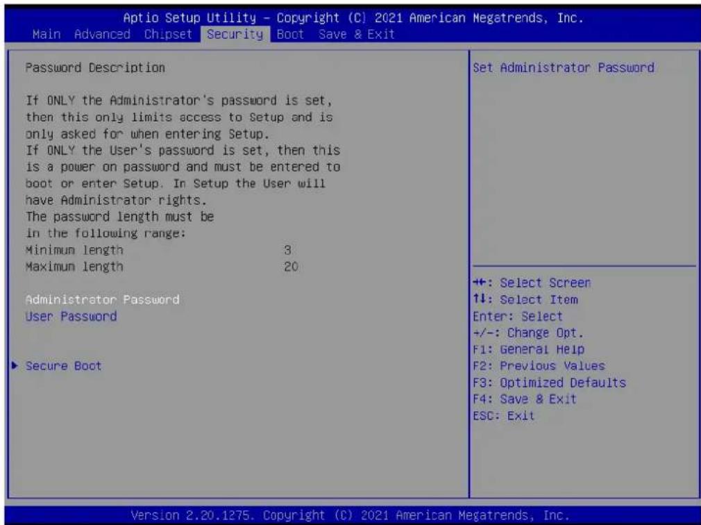 Advantech SOM-6872VC-U1A2 - Security Settings - 1