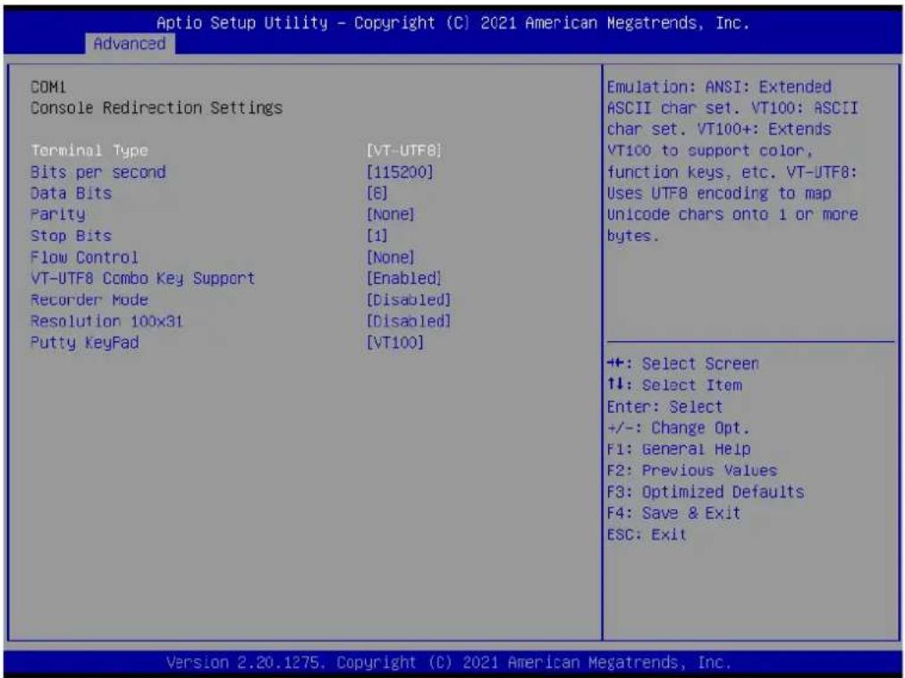 Advantech SOM-6872VC-U1A2 - Console Redirection Settings - 1