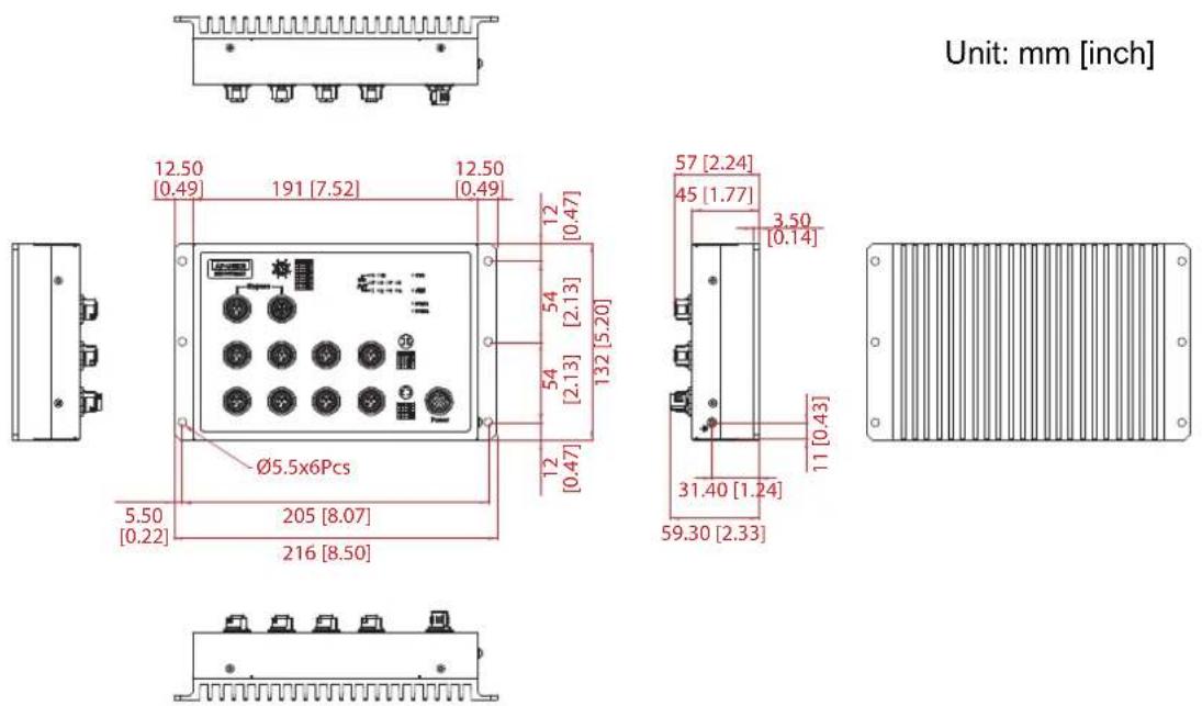 Advantech EKI-9510G-2GMPL-AE - Dimensions - 1