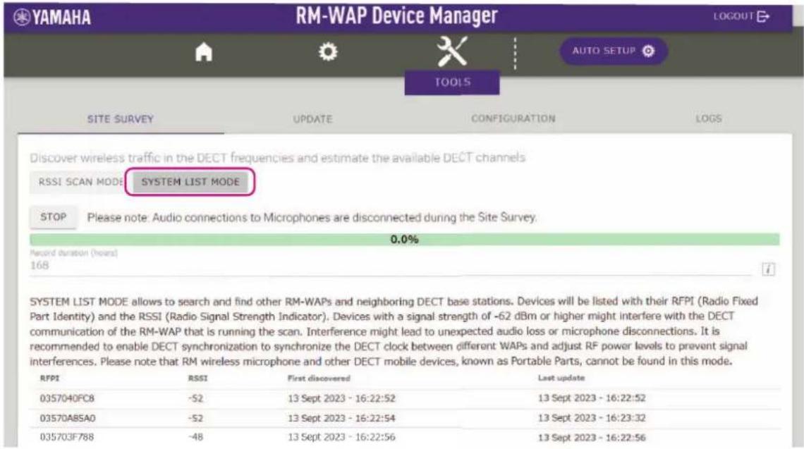 YAMAHA RM-WOH - SYSTEM LIST MODE - 1