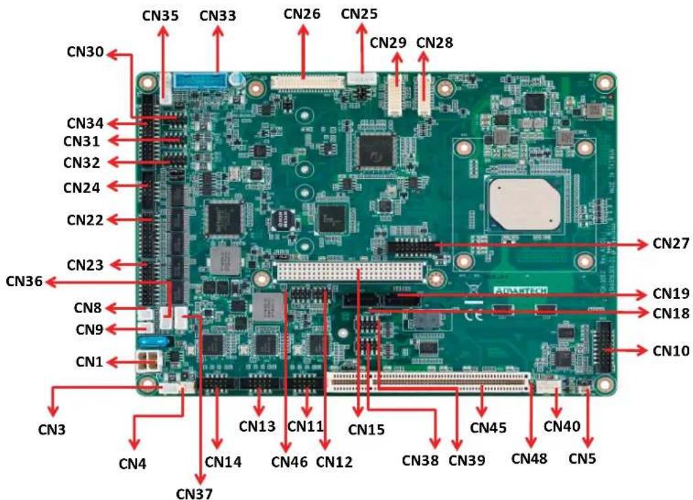 Advantech PCM-9563NF-S2A2 - Jumper and Connector Location - 1