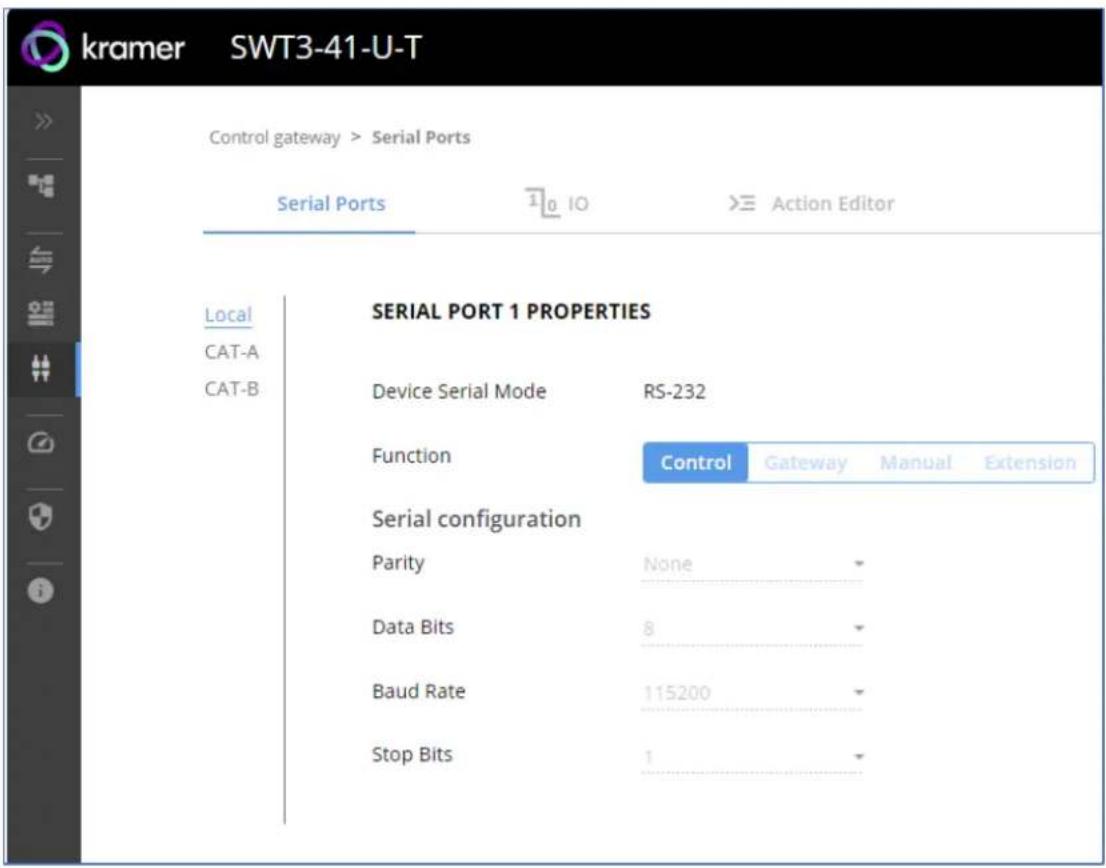 Kramer EXT3-UE-R - Setting Serial Port Properties - 1