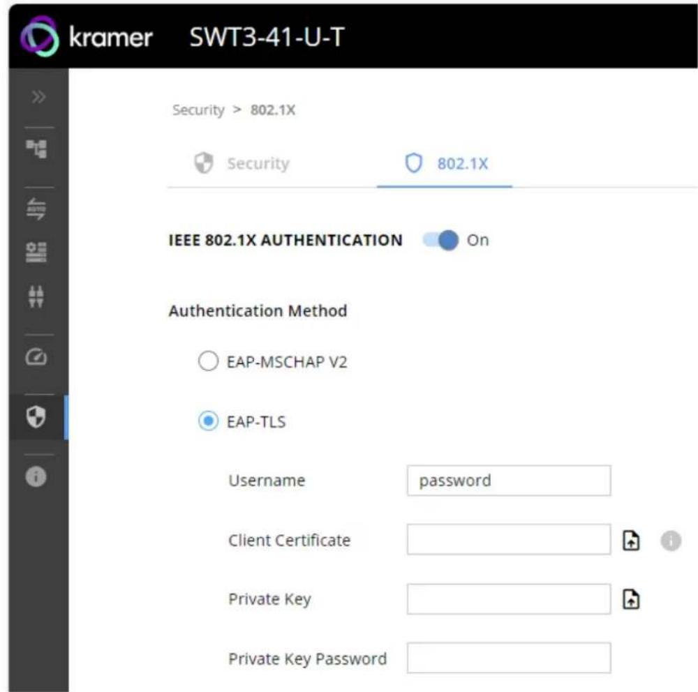 Kramer EXT3-UE-R - To configure security: - 3