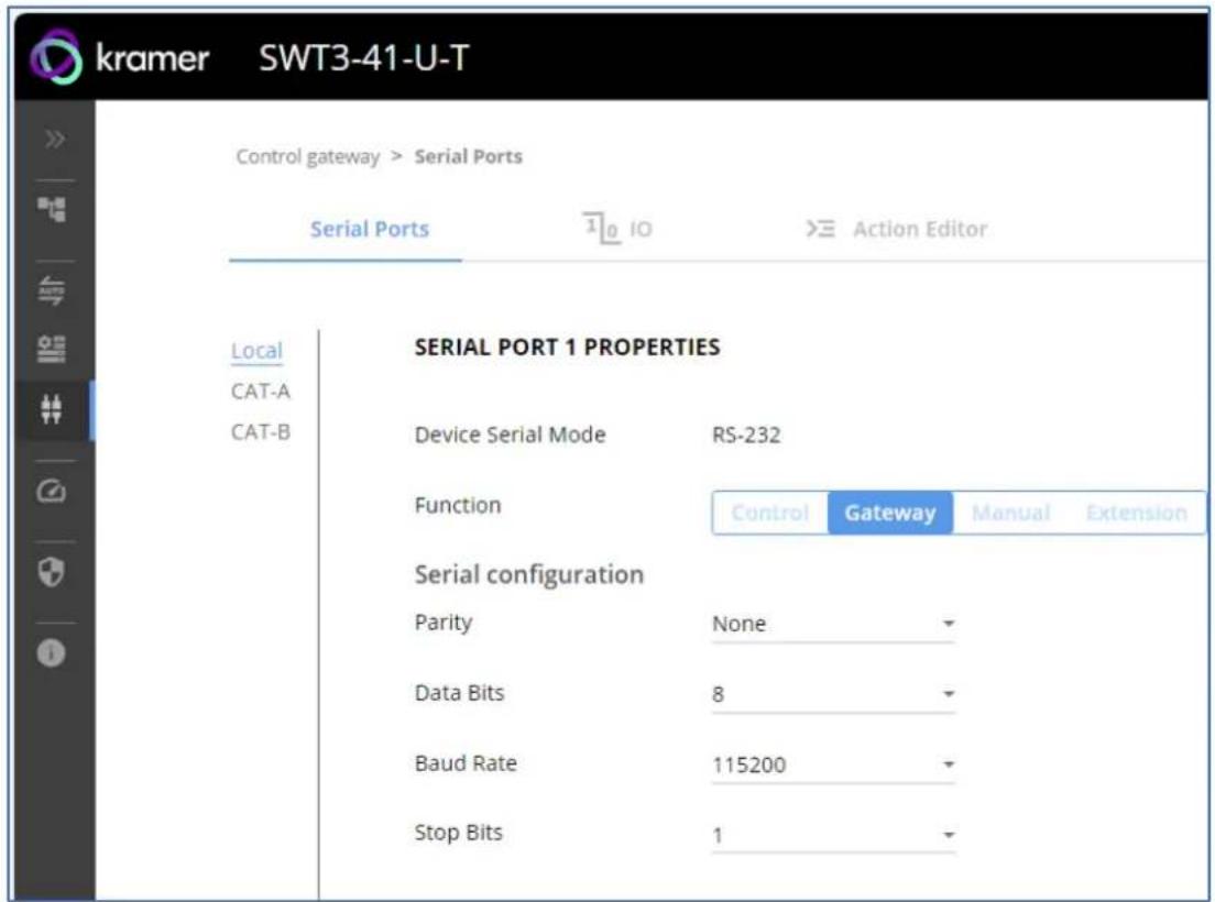 Kramer EXT3-UE-R - Setting Serial Port Properties - 2