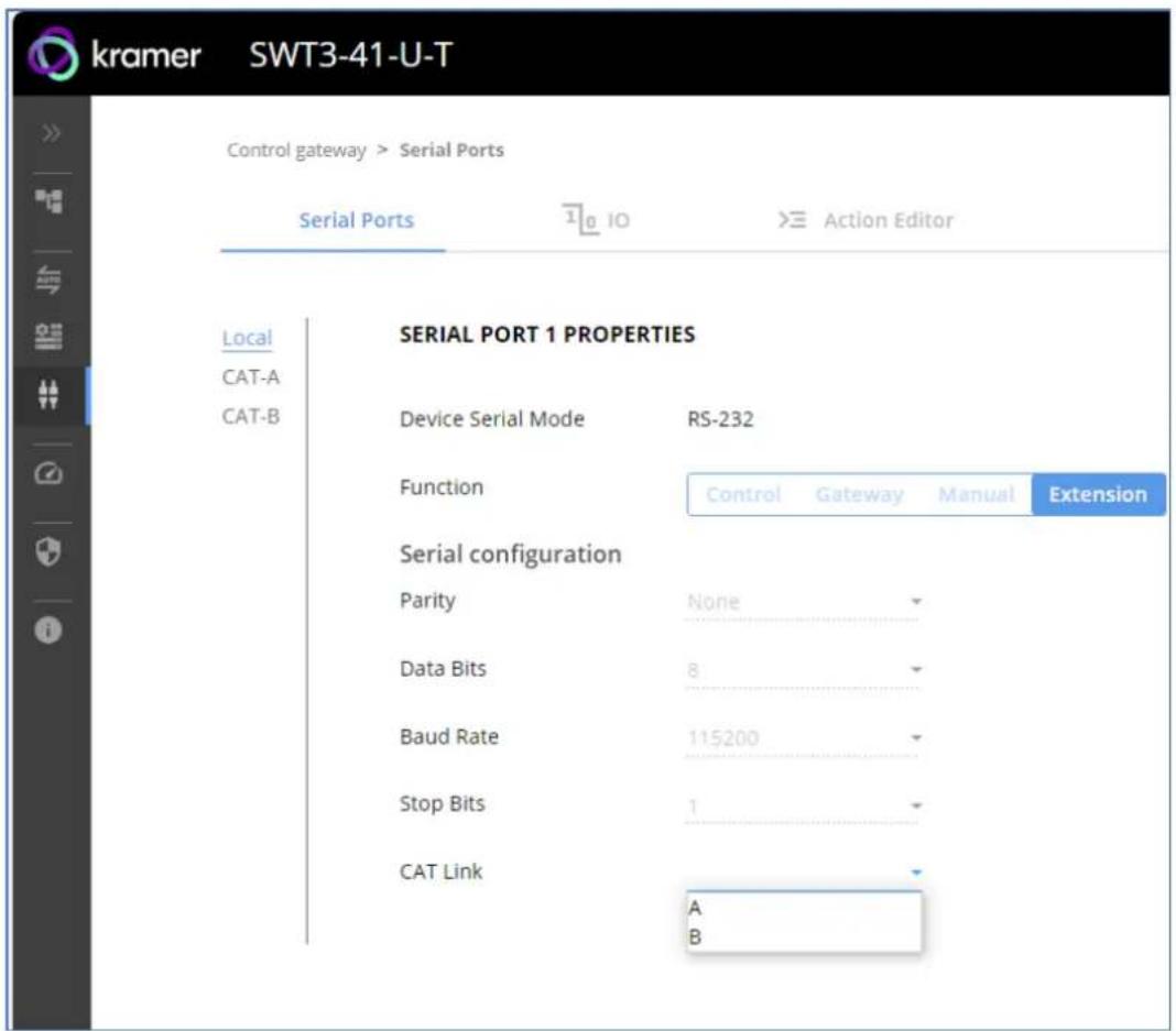 Kramer EXT3-UE-R - To set the local RS-232 port extension to the receiver RS-232 port - 1