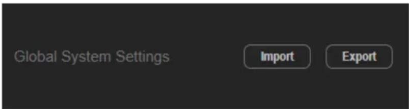 Global System Settings Import Export