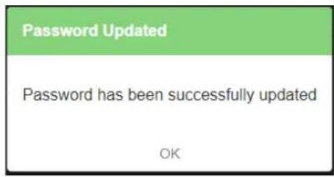 Password Updated Password has been successfully updated OK