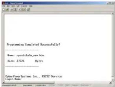 Programming Completed Successfully! Name: cpsslsafe_xxx.bin Size: 37576 Bytes CyberPowerSystems Inc., 85232 Service Login Name: