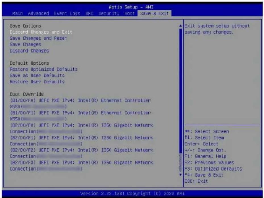 Supermicro X12SDV-8C-SPT8F - Save &amp; Exit - 1