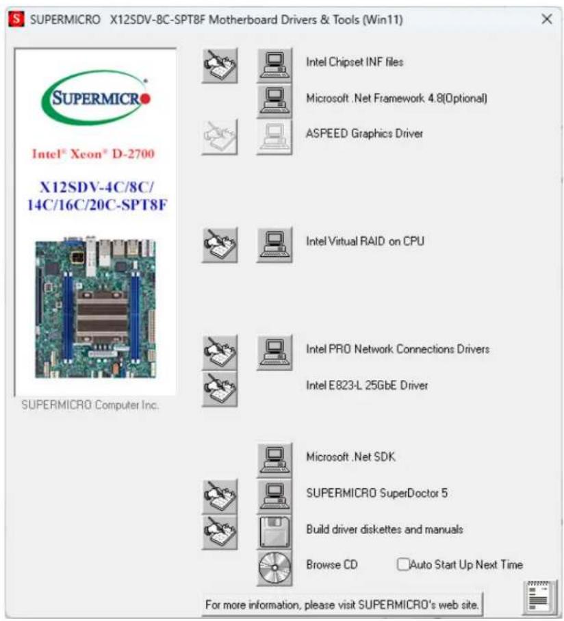 Supermicro X12SDV-8C-SPT8F - B.2 Driver Installation - 1