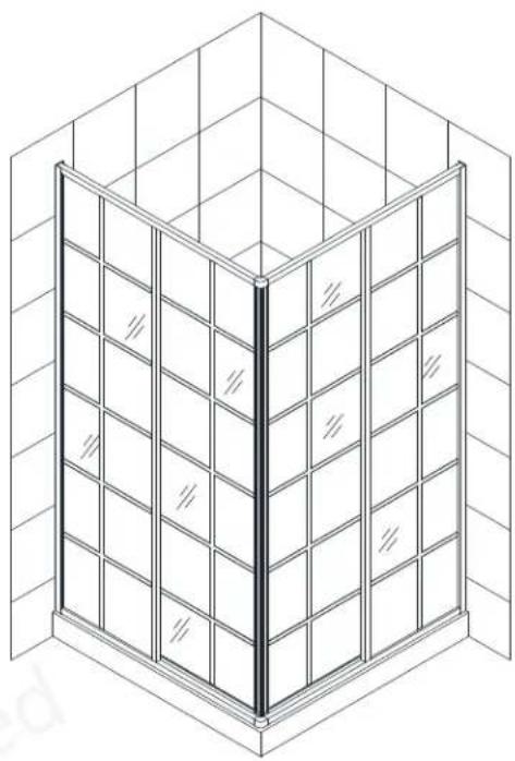 Isometric line drawing of a 3D wall-mounted window or enclosure structure (no text or symbols)