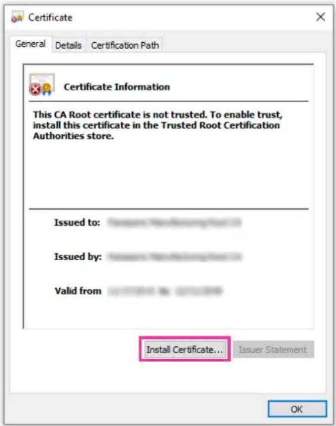 i-PRO WV-S2236LG-B - Click "Install Certificate...". - 1
