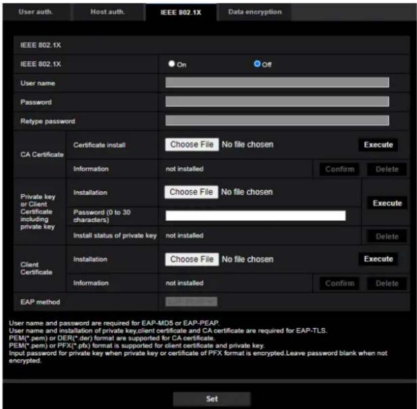 i-PRO WV-S2236LG-B - Configure IEEE 802.1X [IEEE 802.1X] - 1