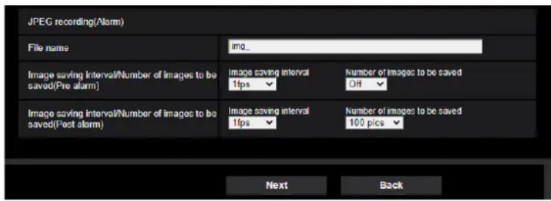 i-PRO WV-S2236LG-B - ① Configure SD memory recording (JPEG) (JPEG recording setup menu) - 1