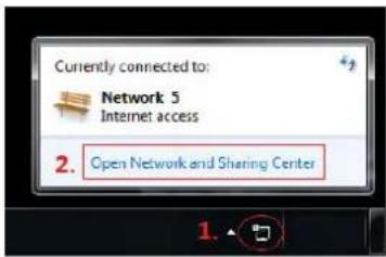 Currently connected to: Network 5 Internet access 2. Open Network and Sharing Center