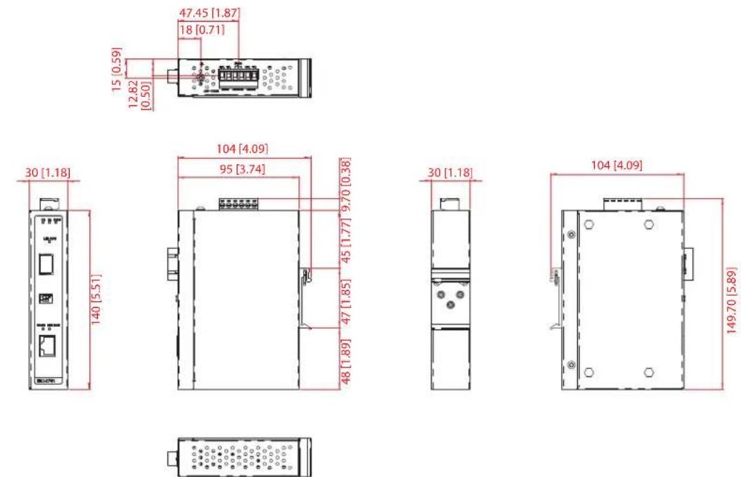 Advantech EKI-2741LXI-BE - Dimensions - 1