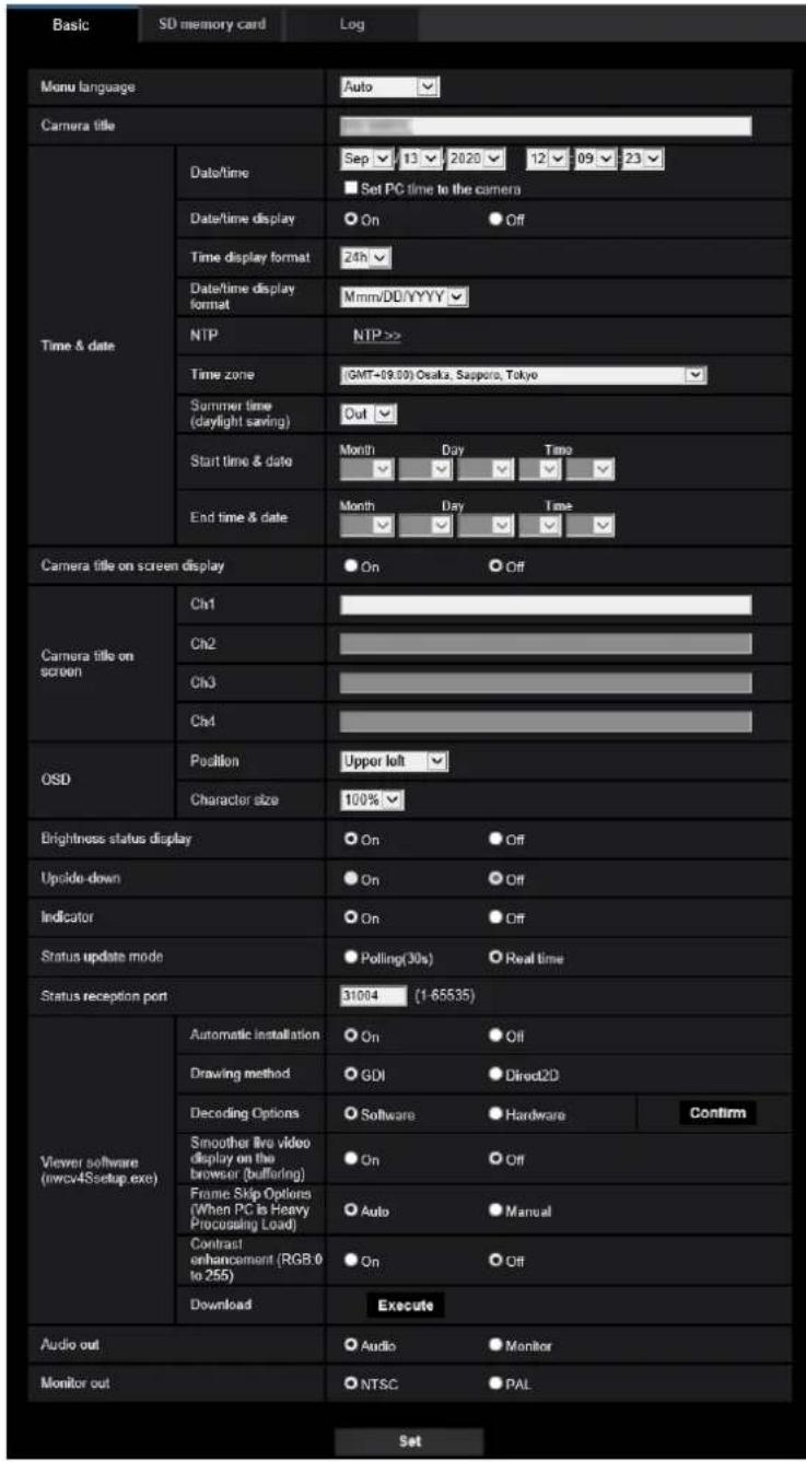i-PRO WV-X4173 - Configure the basic settings [Basic] - 1
