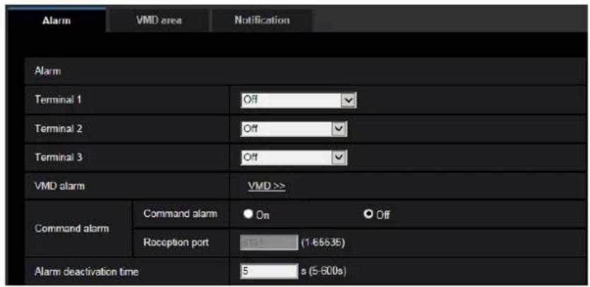 i-PRO WV-X4173 - Configure the settings relating to the alarm action [Alarm] - 1