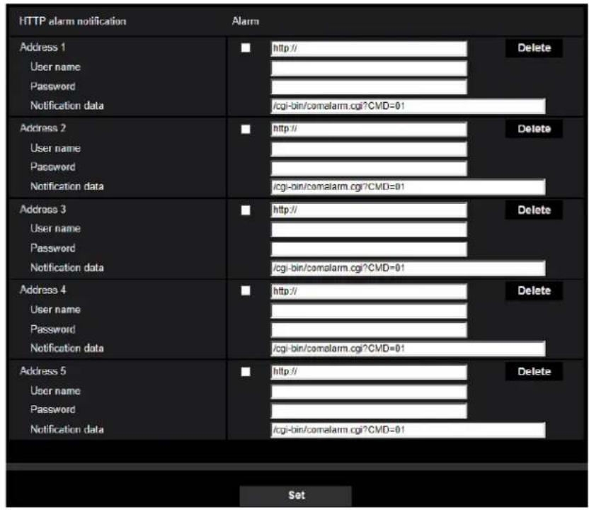 i-PRO WV-X4173 - Configure the settings relating to HTTP alarm notification - 1