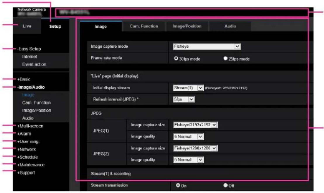 i-PRO WV-X4173 - About the setup menu window - 1
