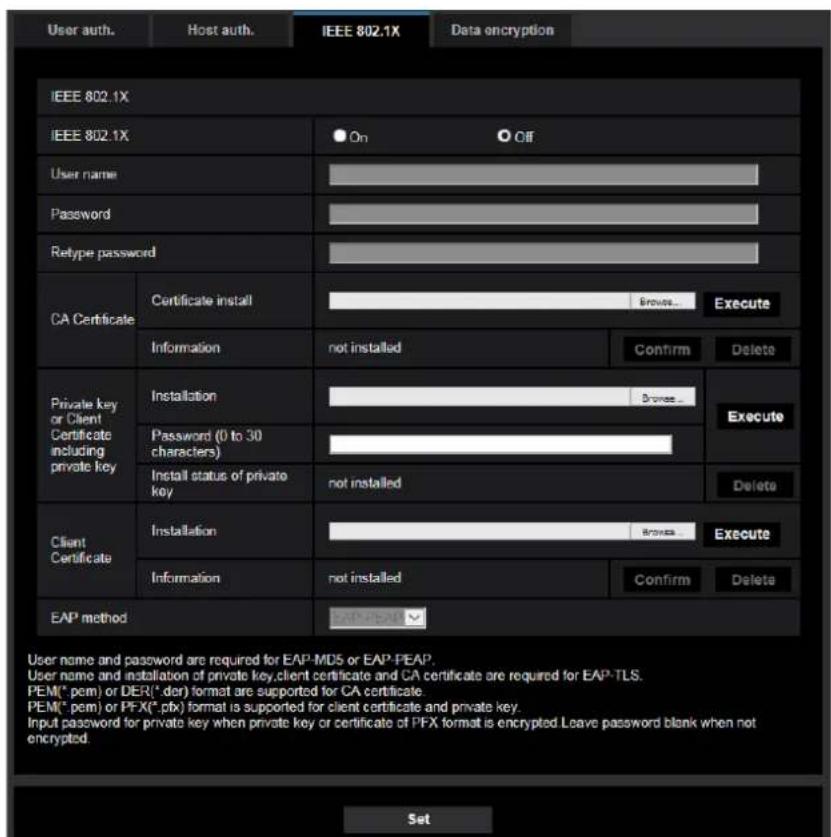 i-PRO WV-X4173 - Configure IEEE 802.1X [IEEE 802.1X] - 1