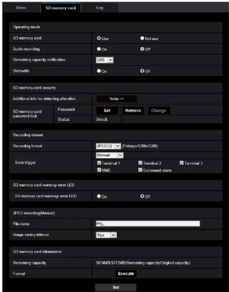 i-PRO WV-X4173 - Configure the settings relating to the SD memory card [SD memory card] - 1