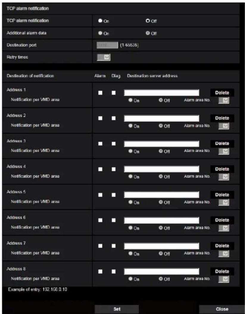 i-PRO WV-X4173 - Configure settings relating to TCP alarm notification when an alarm occurs - 1