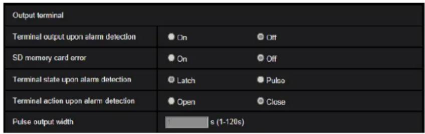 i-PRO WV-X4173 - Configure the settings relating to the output terminal [Alarm] S4551 S4151 X4573 X4172 - 1