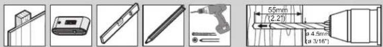 Technical diagram showing five different tool or component views with labeled dimensions and annotations