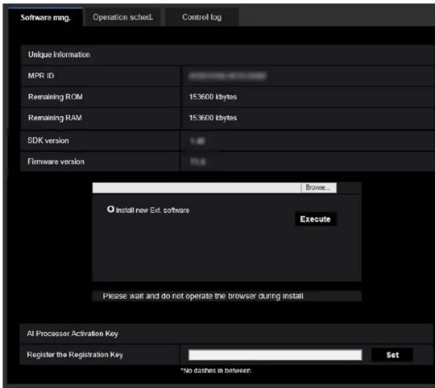i-PRO WV-S4576LM - Perform the installation, uninstallation and version upgrade of the extension software [Software mng.] - 1