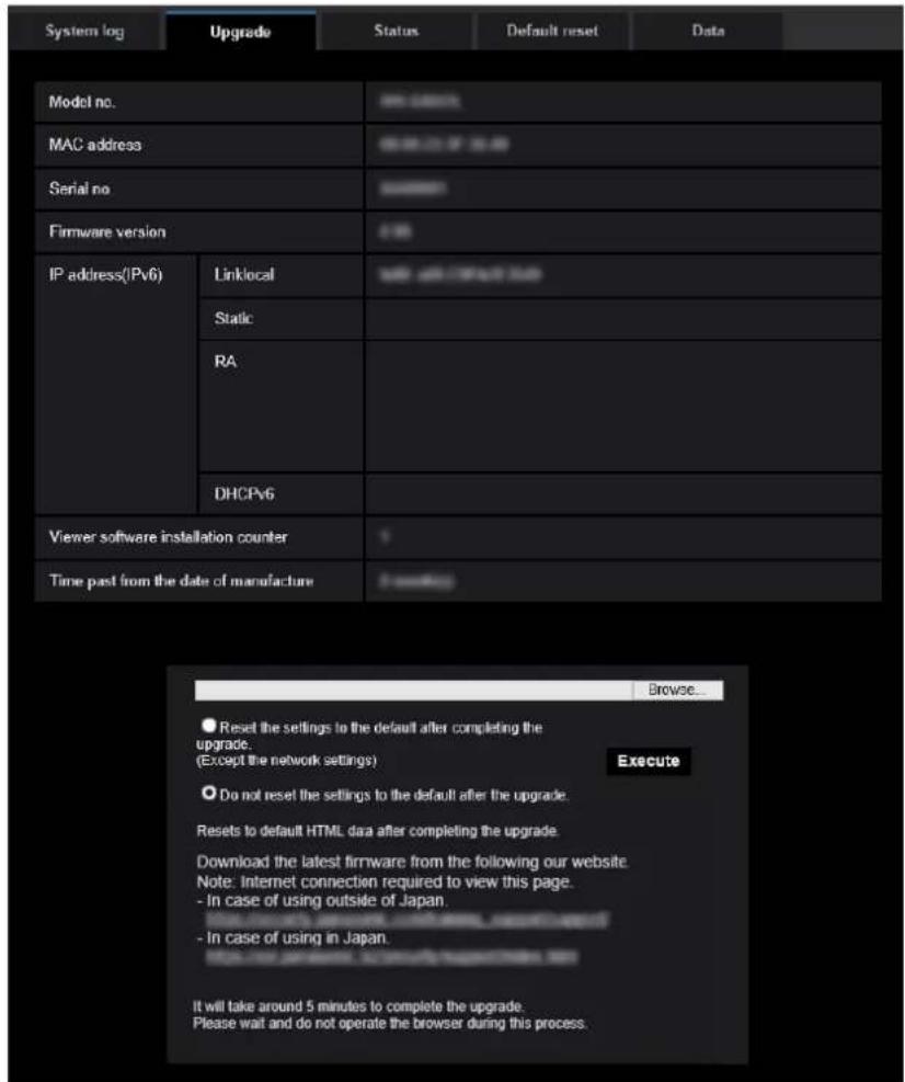 i-PRO WV-S4576LM - Upgrade the firmware [Upgrade] - 1