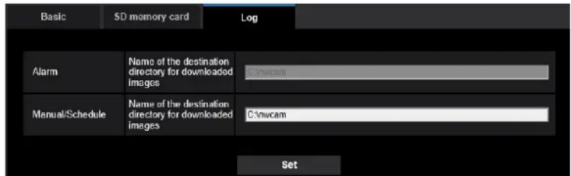 i-PRO WV-S4576LM - Configure the directory of the PC that images will be downloaded to [Log] - 1