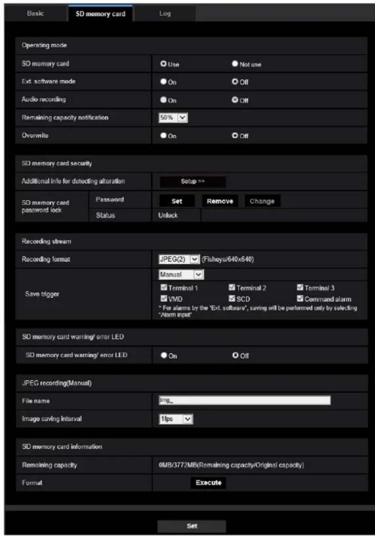 i-PRO WV-S4576LM - Configure the settings relating to the SD memory card [SD memory card] - 1