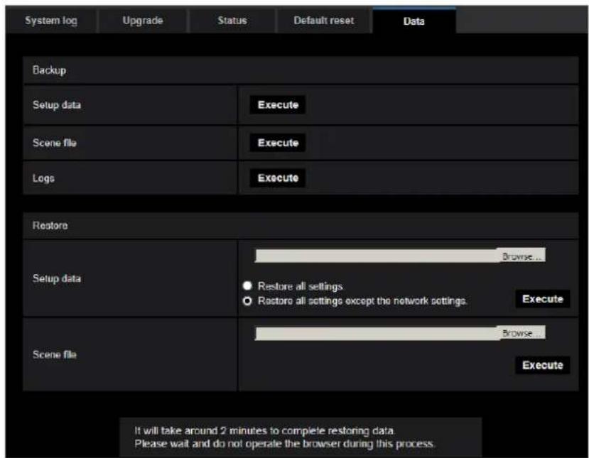 i-PRO WV-S4576LM - Settings data/backing up or restoring logs [Data] - 1