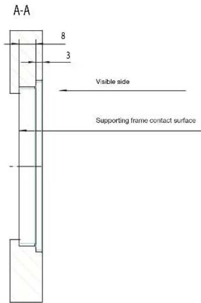A-A 8 3 Visible side Supporting frame contact surface